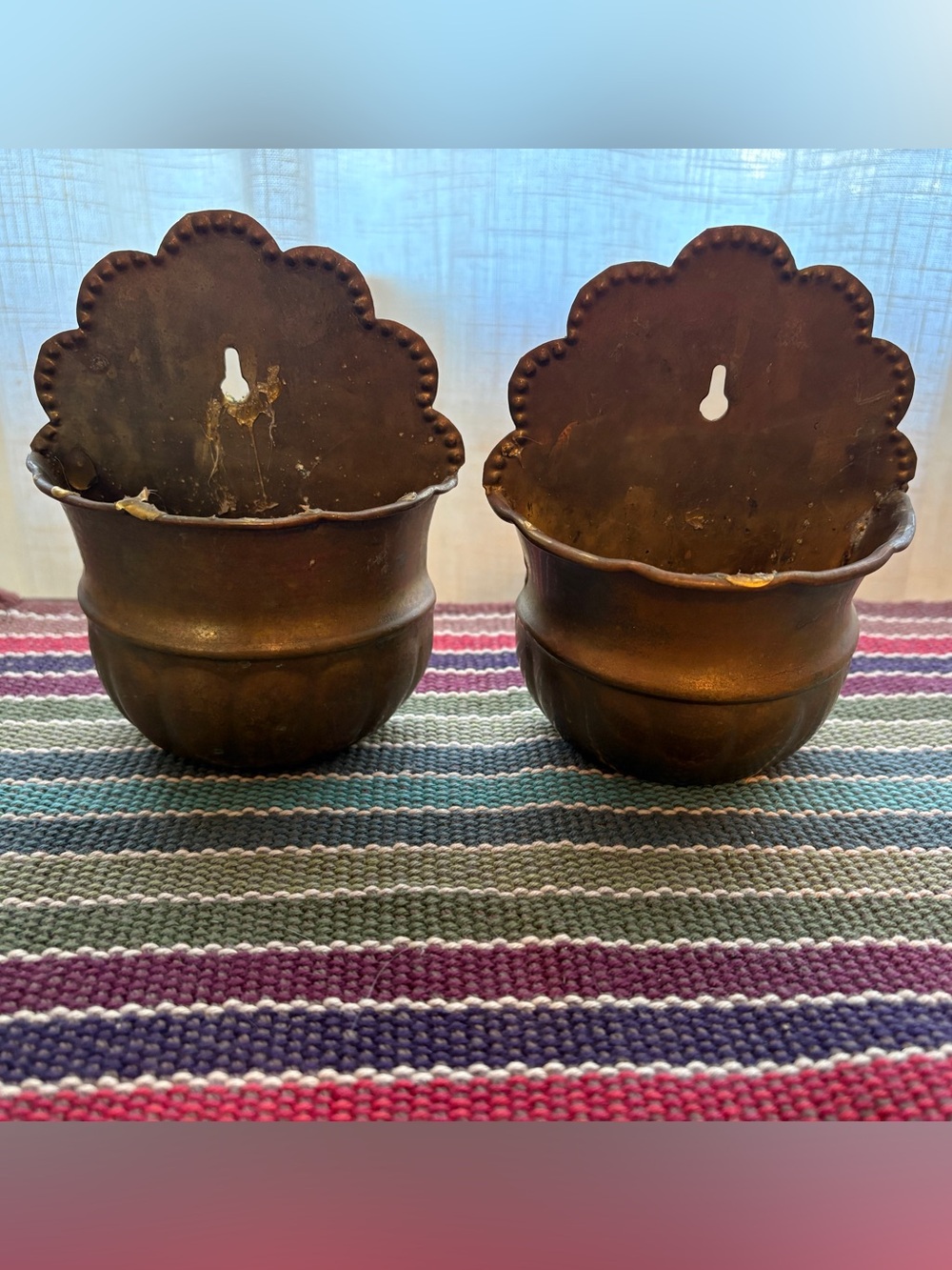 Pair of Brass Wall Pocket Planter